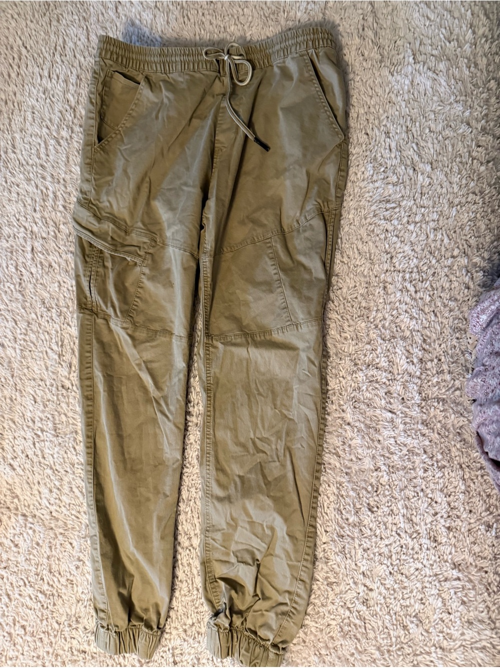 Men's tan Cargo Jogger Pants - Drawstring Waist size large